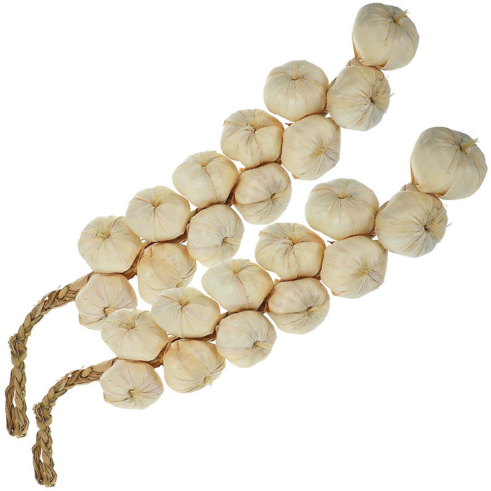 Garlic Hanging String Simulation Garlic Model for Decoration 2Pcs White