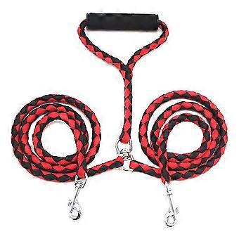 prodef Dual Double Dog Leash No with Handle for Two Small/Medium Dogs (Red with Black) good