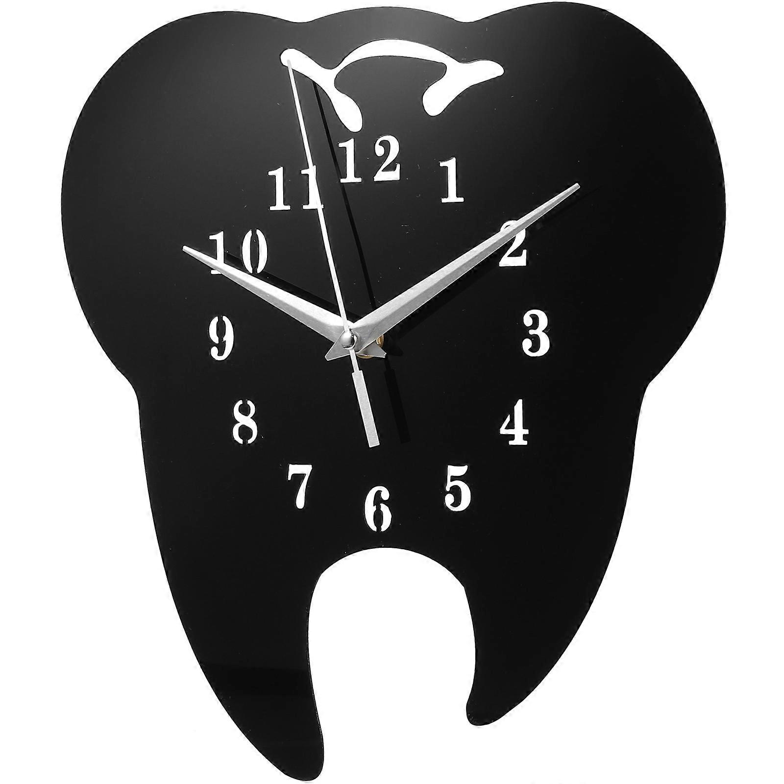 Mirror Wall Clock Acrylic Tooth Shaped Wall Clock for Home Use