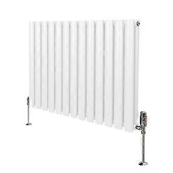 Oval Column Radiator 600mm x 780mm & TRV Chrome Valves Modern Designer Double Panel Central Heating