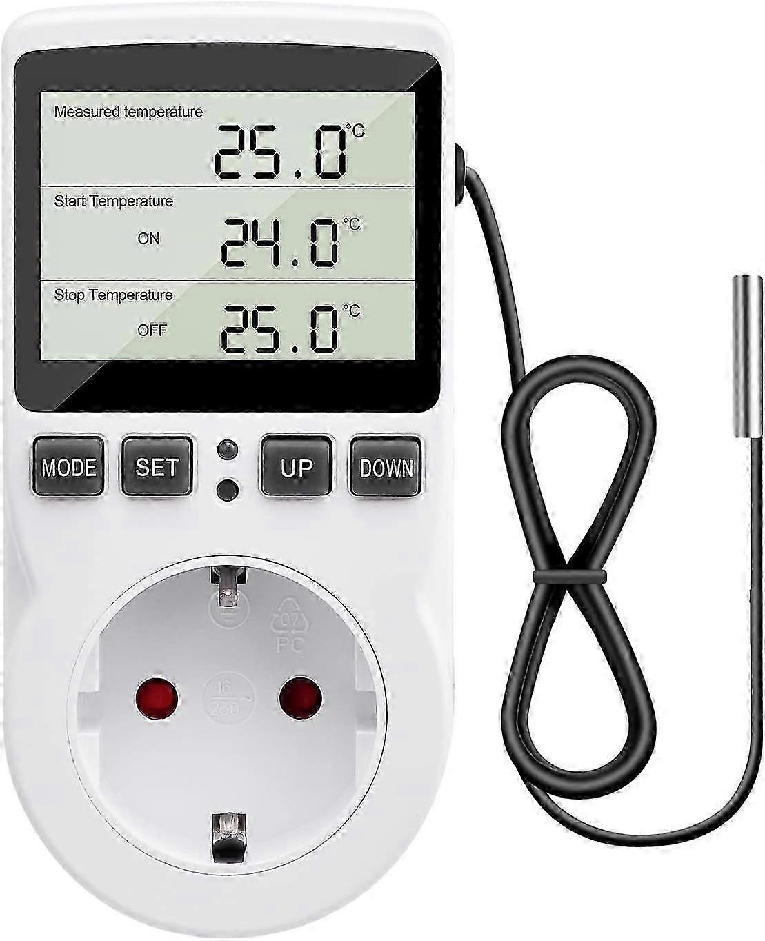 230 V temperature control with sensor, digital thermostat socket with LCD display