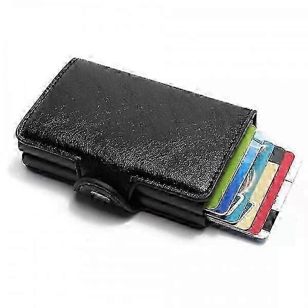 Men's black wallet with RFID blocking function, fashionable, durable and practical