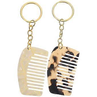 2pcs Pettine Portachiavi Dente largo Pettine Pettine piccolo Pettine da viaggio Pettine tascabile Pettine portachiavi
