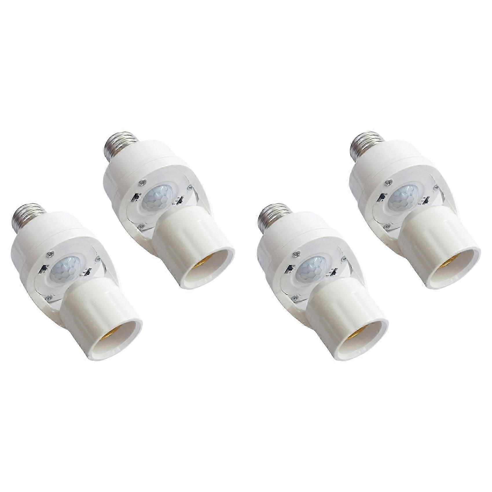 4x Smart E27 PIR Motion Sensor Light Bulb Socket Adapter Auto on/Off with Radar Induction and Adjustable Infrared