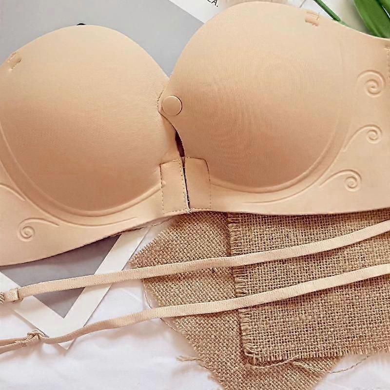 Cream Seamless Removable Strap Bra with Adjustable Straps