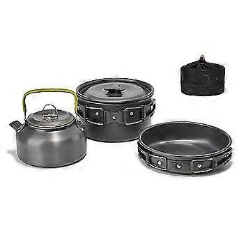 Camping Hiking Cookware Set Outdoor Portable Picnic Cookware Kit Alumina Pot Frying Pan Set Travel Cooking Accessory