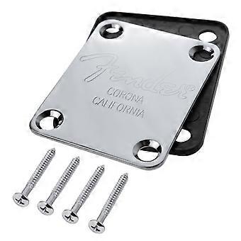 Ohello 1 Set Guitar Neck Joint Plate Fender Plastic Back Plate for Strat Tele ST TL Guitar Accessories Black/Chrome(Silver)