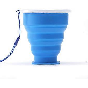 Opvouwbare siliconen reisbeker, BPA-vrij, hittebestendig, lichtgewicht en opvouwbaar voor wandelen, kamperen en picknicken, 200 ml, blauw