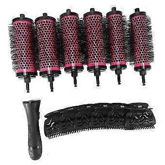 6pcs/set 3 Sizes Detachable Handle Hair Roller Brush With Positioning Clips Aluminum Ceramic Barrel