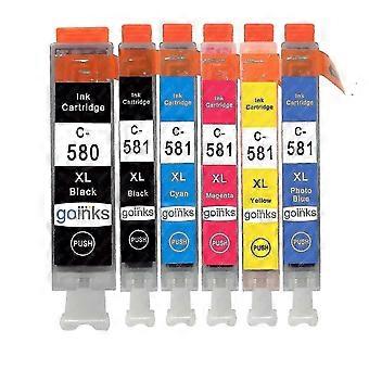 1 conjunto de 6 cartuchos de tinta para substituir Canon Pgi-580 & Cli-581 compatível/não-oem de tintas Go (6 tintas)-scntcv