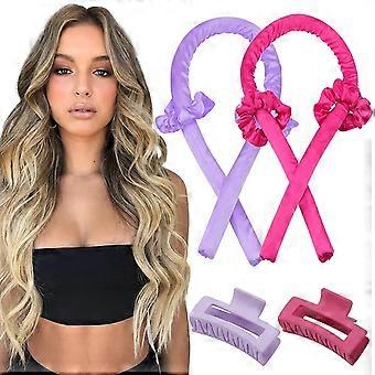 2 Peças Rolos de Cabelo Sem Calor Sem Cachos de Calor Fita de Seda Hastes de Ondulação Faixa de Cabeça Dormir Durante a Noite Modeladores de Cabelo de Espuma Macia DIY Ferramentas de Estilo de Cabelo para Lo