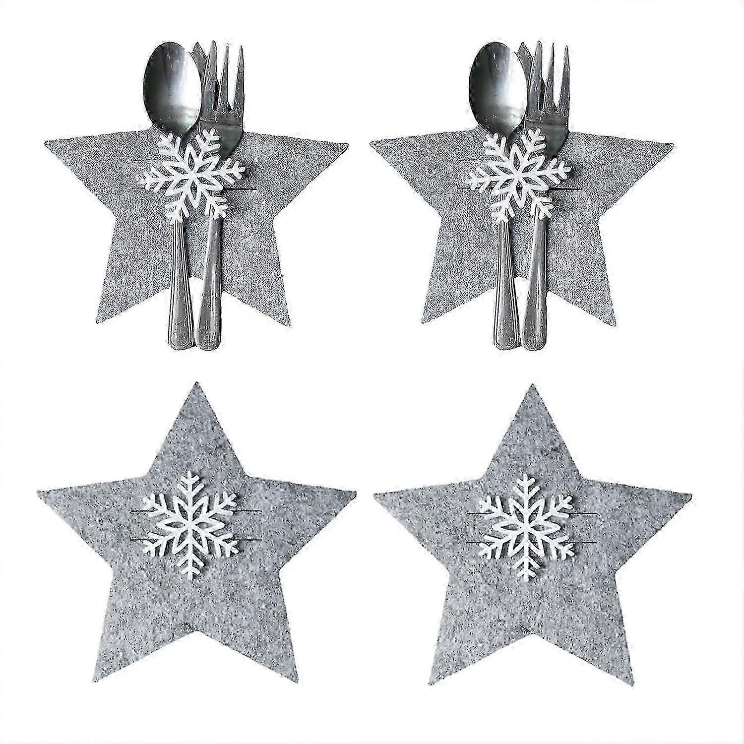 20PCS Christmas Tree Cutlery Holders 5-Pointed Star Rectangular Pockets Table Decor