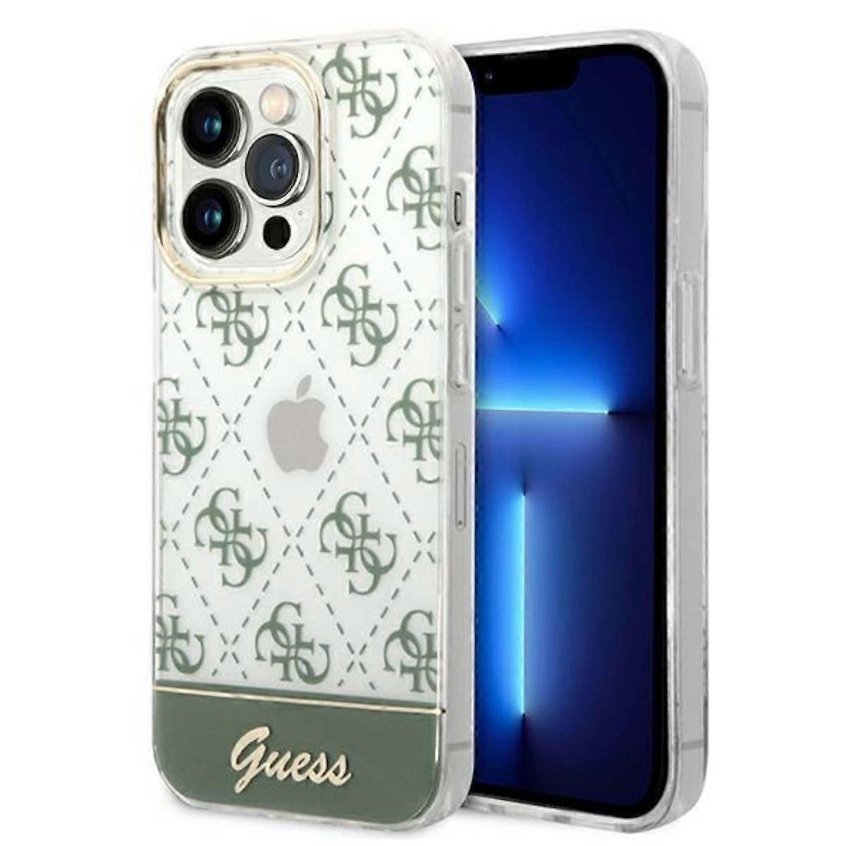 Guess 4G Pattern Script Collection Hard Case Cover iPhone 14 Pro Max Khaki