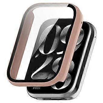 For Xiaomi Smart Band 9 Pro Plastic PC Smart Case + Tempered H9 Hard Glass Pink