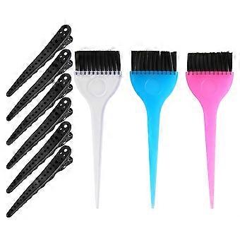 9pcs Hair Dye Tools Set Hair Dye Brushes and Hair Sectioning Clips Hair Coloring Kit for Home Salon (Black)