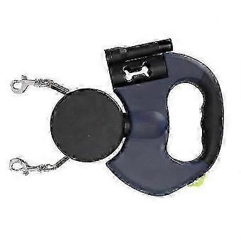 Retractable Double Dog Leash with LED Lights Reflective Strips & 360 Free Rotation