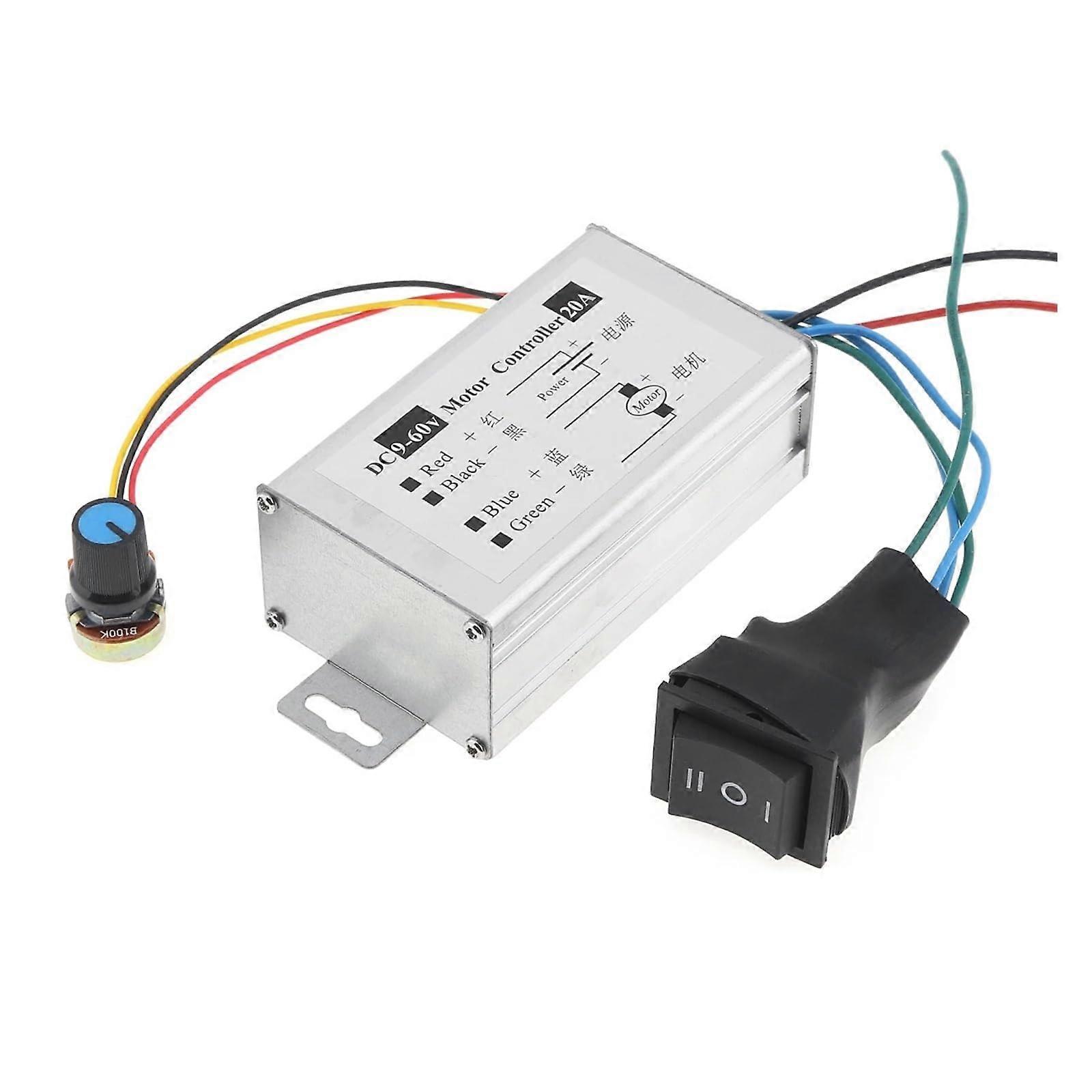 1200W 20A DC Motor Speed Controller 9V60V Adjustable Current Limit Smooth Start Regulator Driver