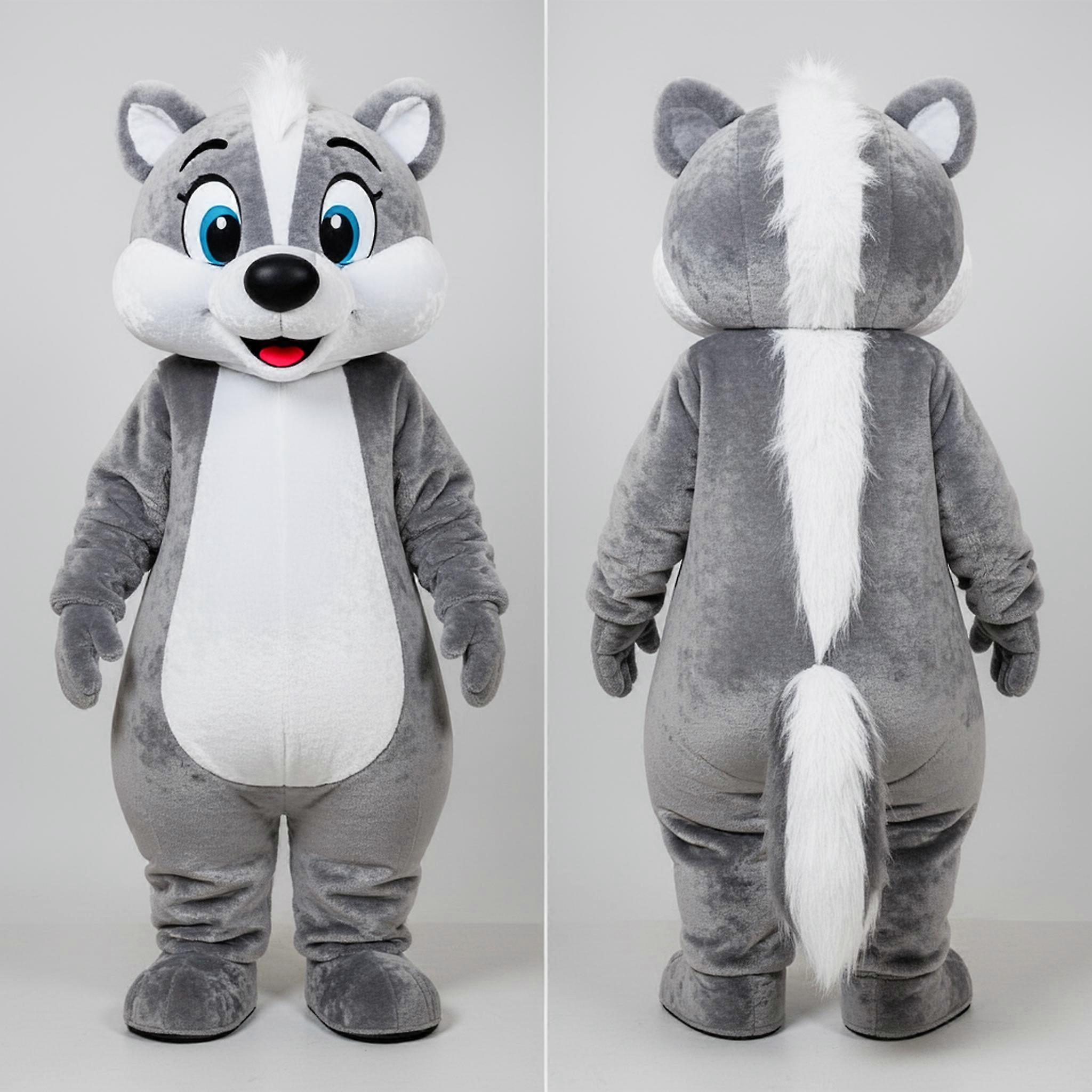 MASTICOT Silver Plush Skunk Mascot