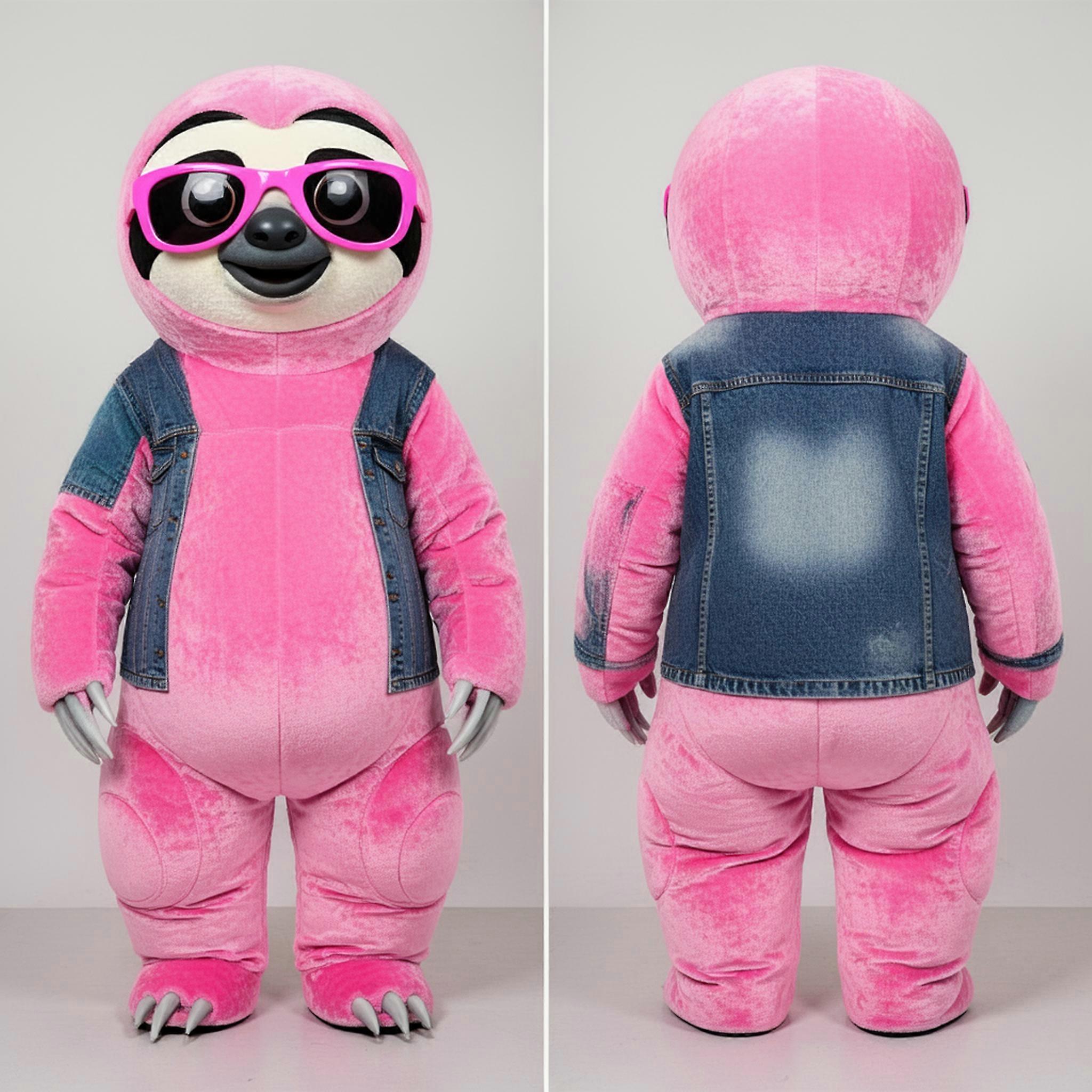 MASTICOT Velvet Pink Cartoon Sloth Mascot