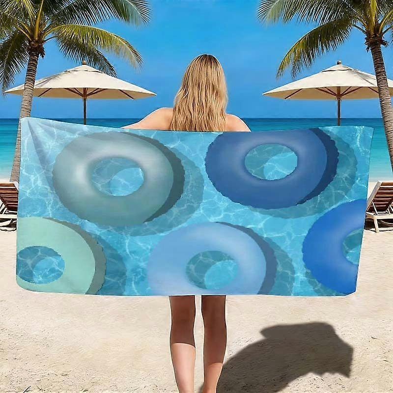 Serviette de plage imprimée à motifs flottants bleus (1 pièce) - Idéale pour la piscine, la natation, le bain, les voyages et le camping - Design moderne, Pe-Hasyg