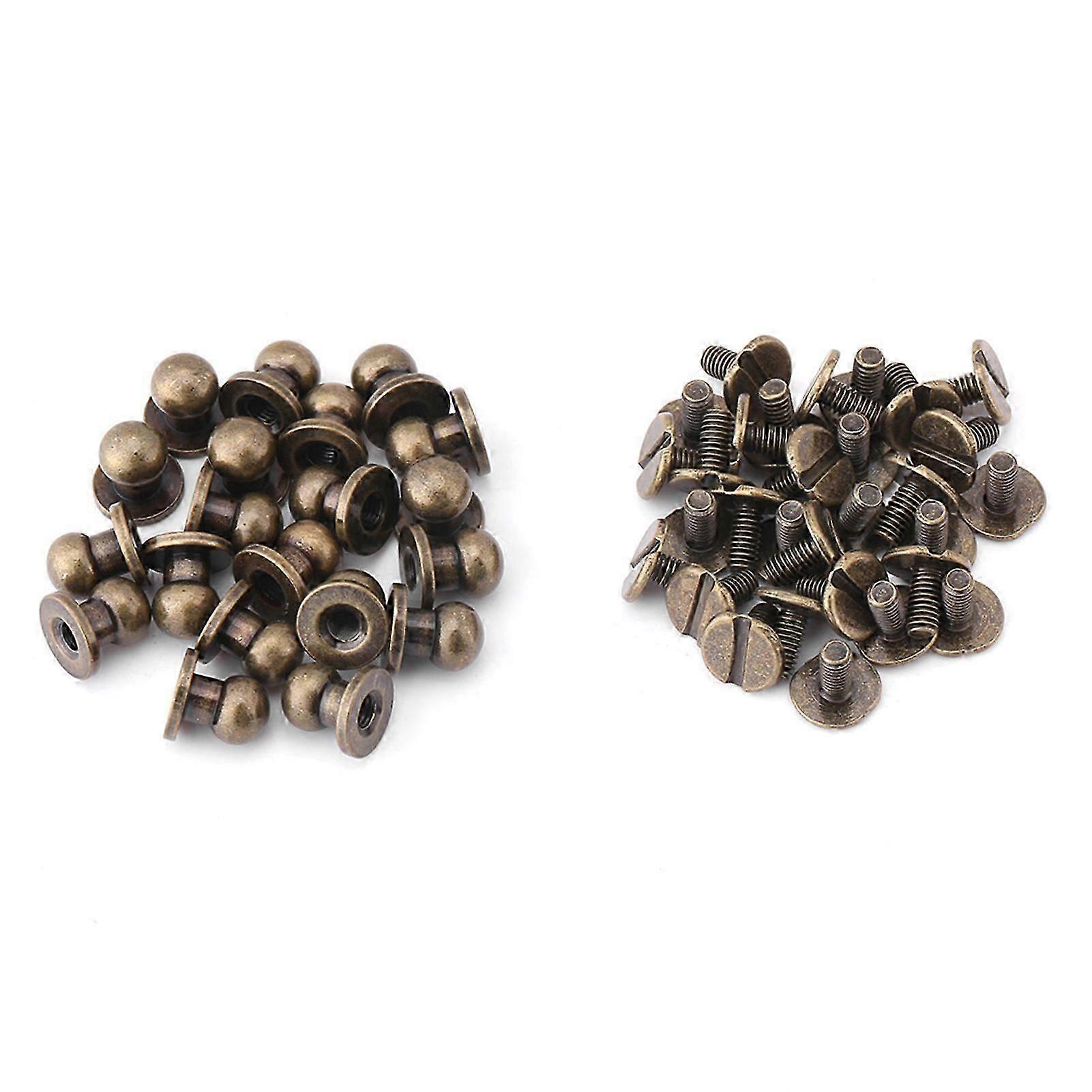 20pcs Round Head Solid Copper Nail Rivet Button DIY Leather Accessories(8*6mm bronze)