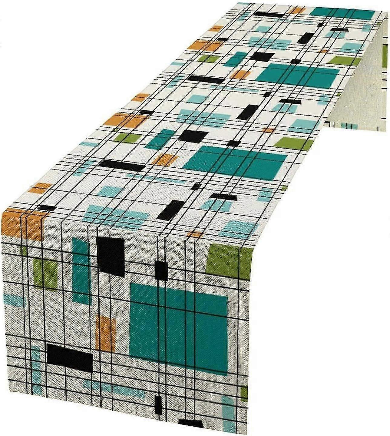 Mid Century Table Runner, Modern Geometric Pattern Contemporary Style Table