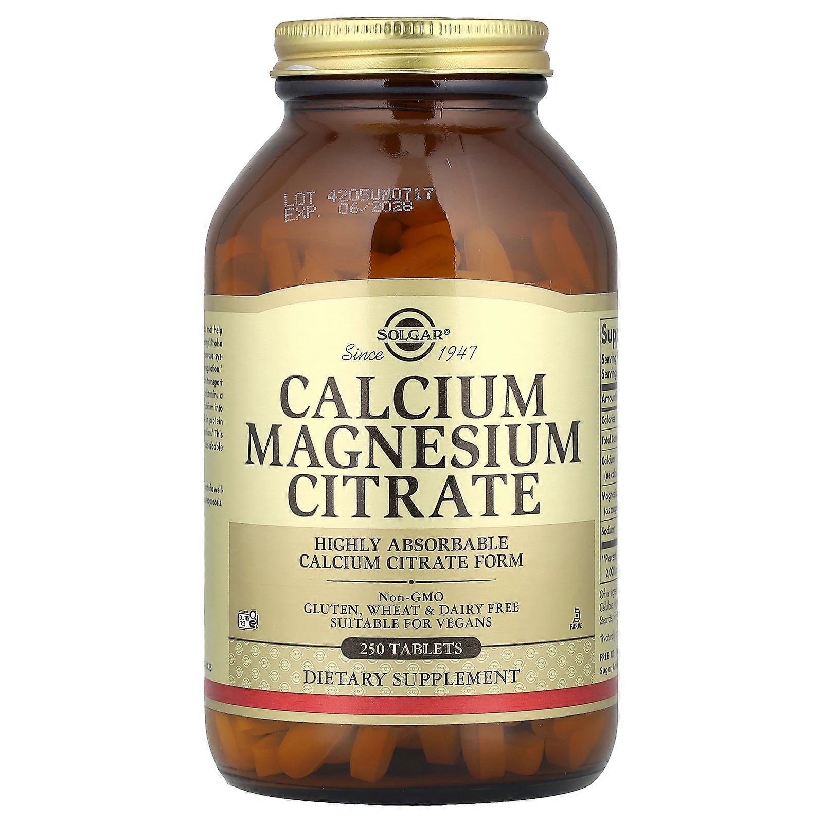 Solgar, Calcium Magnesium Citrate, 250 Tablets