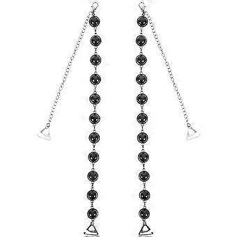 Decorative Pearl Replacement Bra Straps Black 1 Pair with Non-slip Metal Hooks for Comfort Support