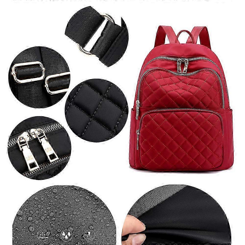 Compact Quilted Backpack Water-Resistant Nylon