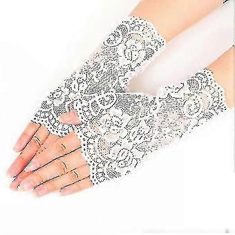 Lace Half Finger Gloves, Floral Design with Sun Protection
