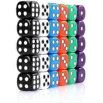 30x Dice 6 Sided 16mm 6 Colours Spot Dice Set For Dice Games - sheng-bhkj