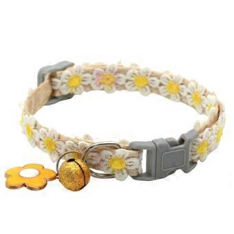 Cat Collar with Bell Adjustable Safety Buckle Soft Floral Design for Cats and Small Dogs Yellow