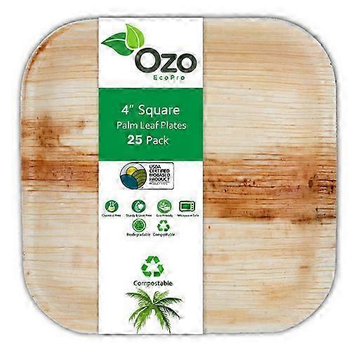 Palm Leaf Plates Square 4", 25 Packets