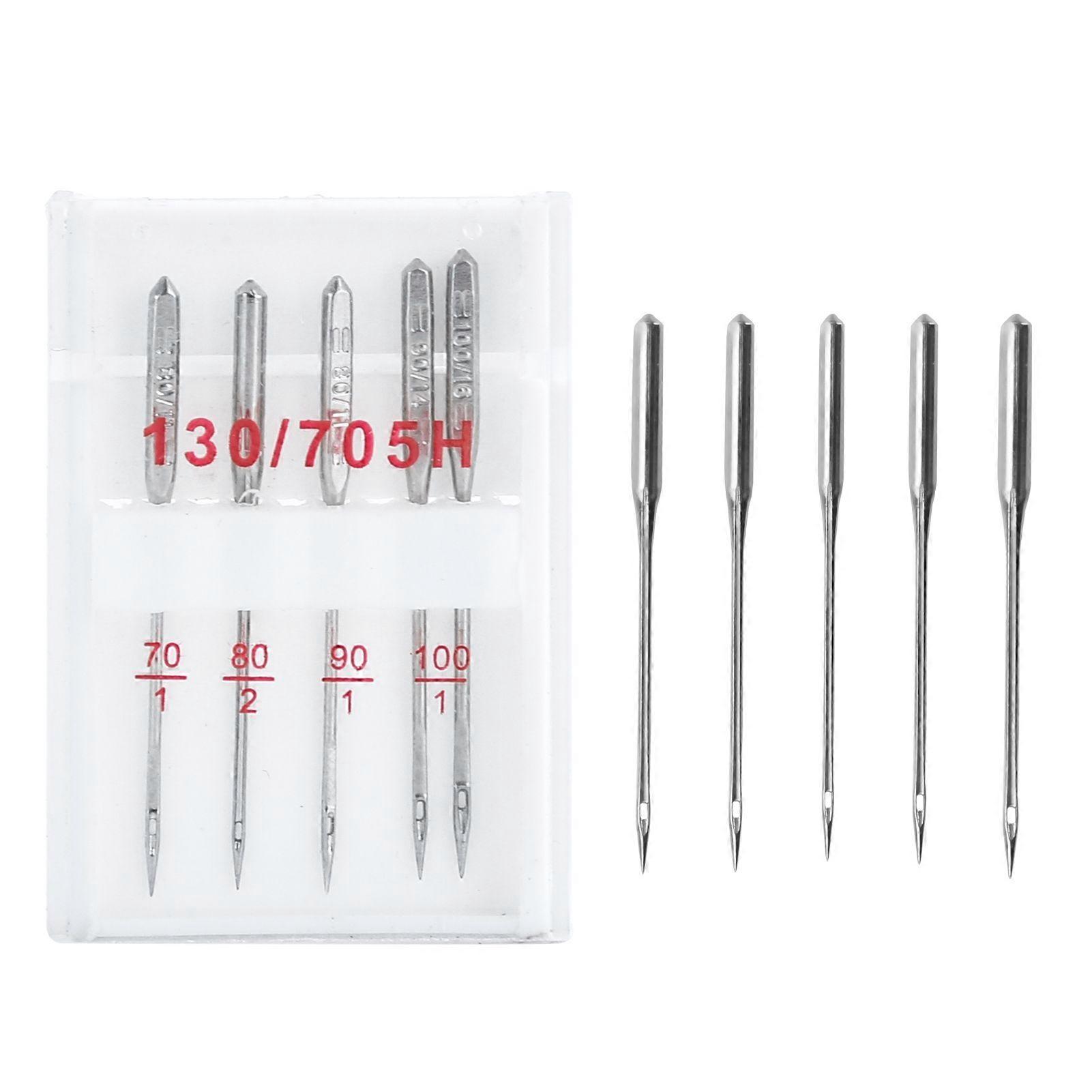 5Pcs Machine Needle Iron Material Flat Shank Regular Point Sewing Needle Replacement Kit