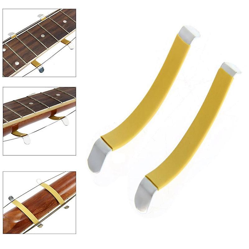 2Pcs Metal String Spspreads Guitare Luthier Outil Pour Nettoyer Touche Jaune Avec Guitare Pont Selle Sillet Limes Set
