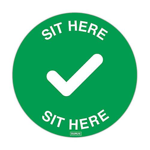 SIT HERE Durus PVC Adhesive Decal Easily Removed Last Up To 3 Months 200mm