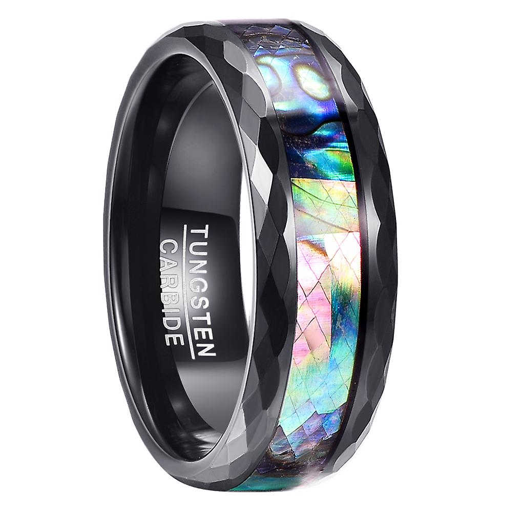 8mm Width Men's Opal Tungsten Carbide Steel Ring
