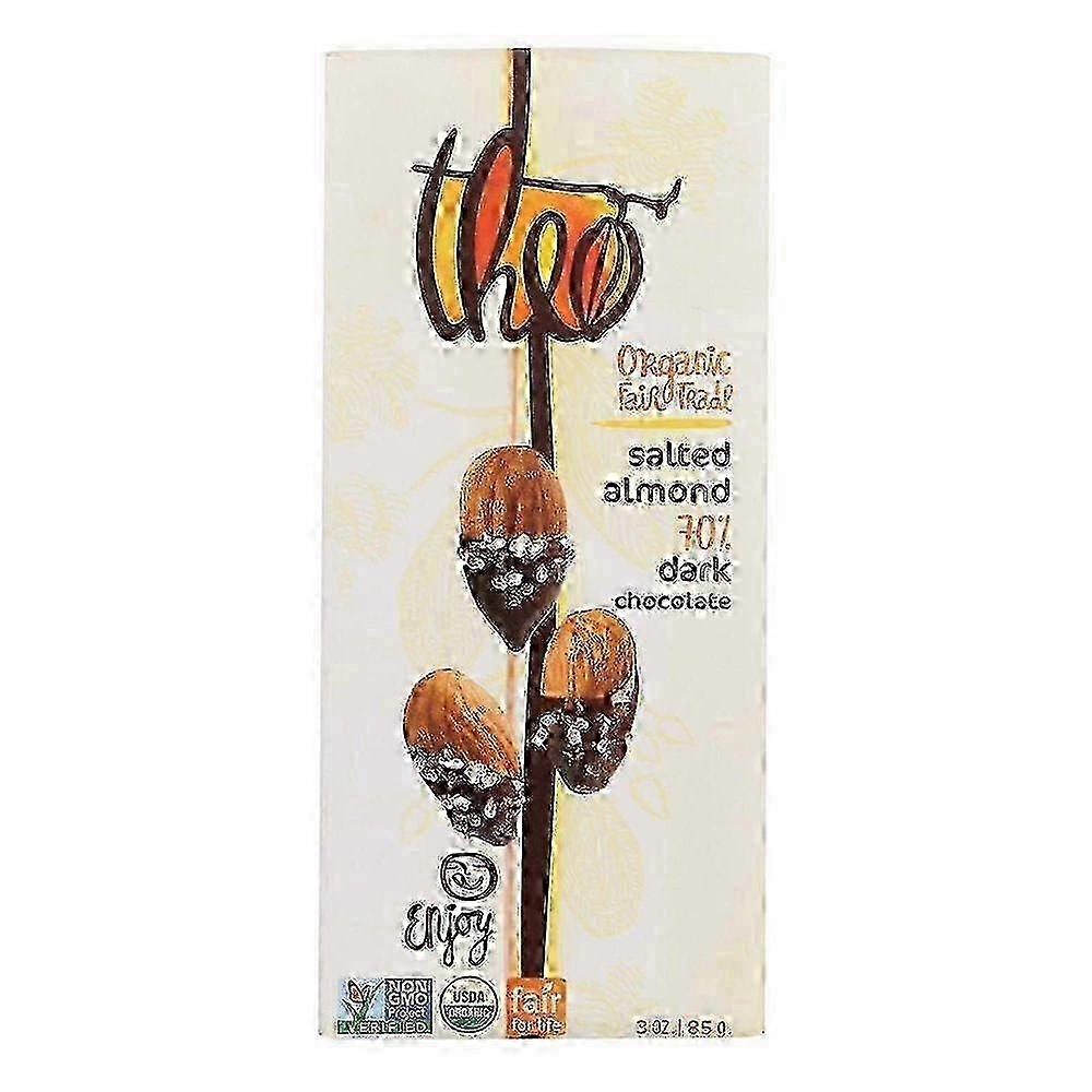 Theo Organic Salted Almonds With 70% Dark Chocolate Bars, 3 Oz