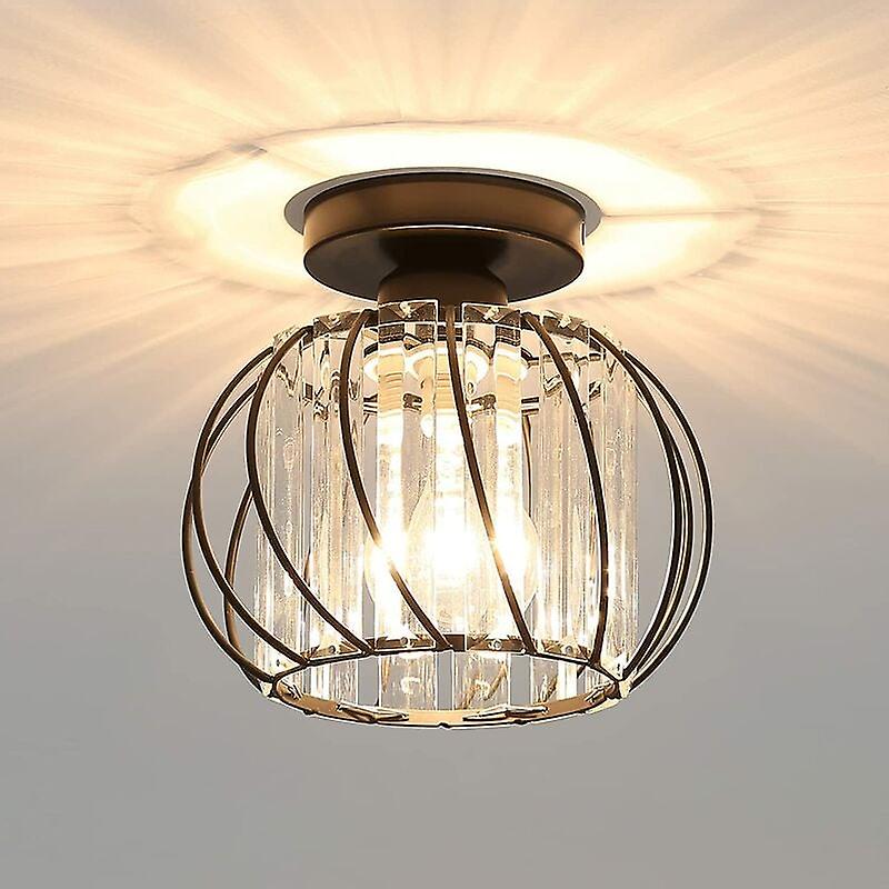 Modern Crystal Ceiling Light E27 Led Mini Crystal Chandelier Ceiling Light(Black)
