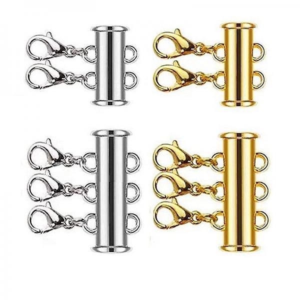 3x6Pc 14/20/25mm Multi-Strand Slide Lock Clasp Magnetic Closure Golden Silver