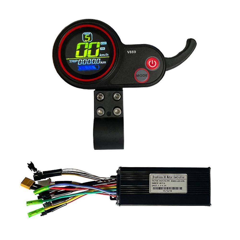 Ebike Controller 36v/48v 750w 1000w 30a Brushless With V889 Lcd Color Display Instrument Motor Spee