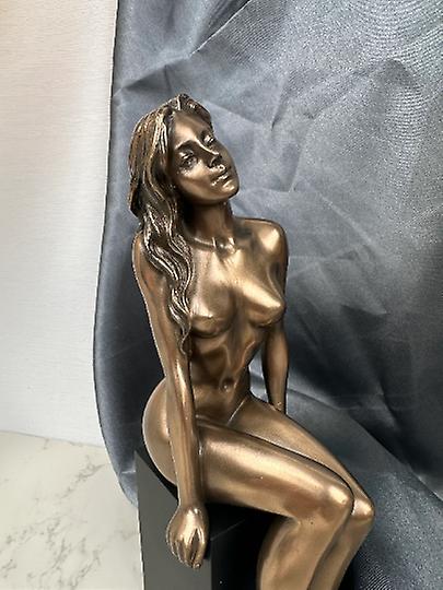 Nude Girl Sitting On Plinth Figurine