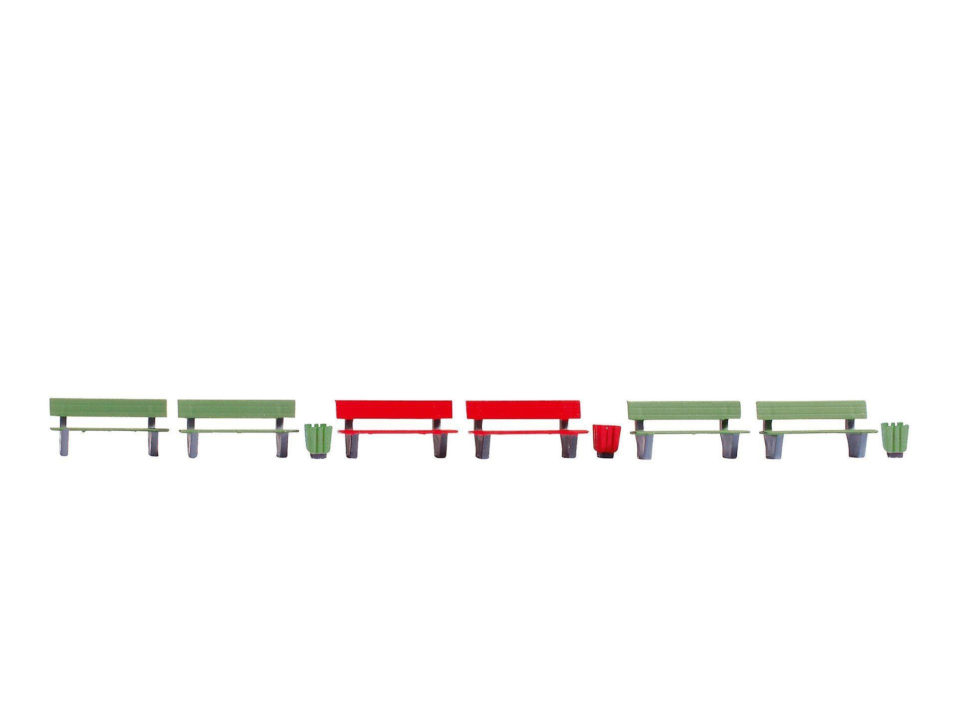 Noch N46848 Benches (6) and Litter (3) TT scale Plastic Painted TT Scale model