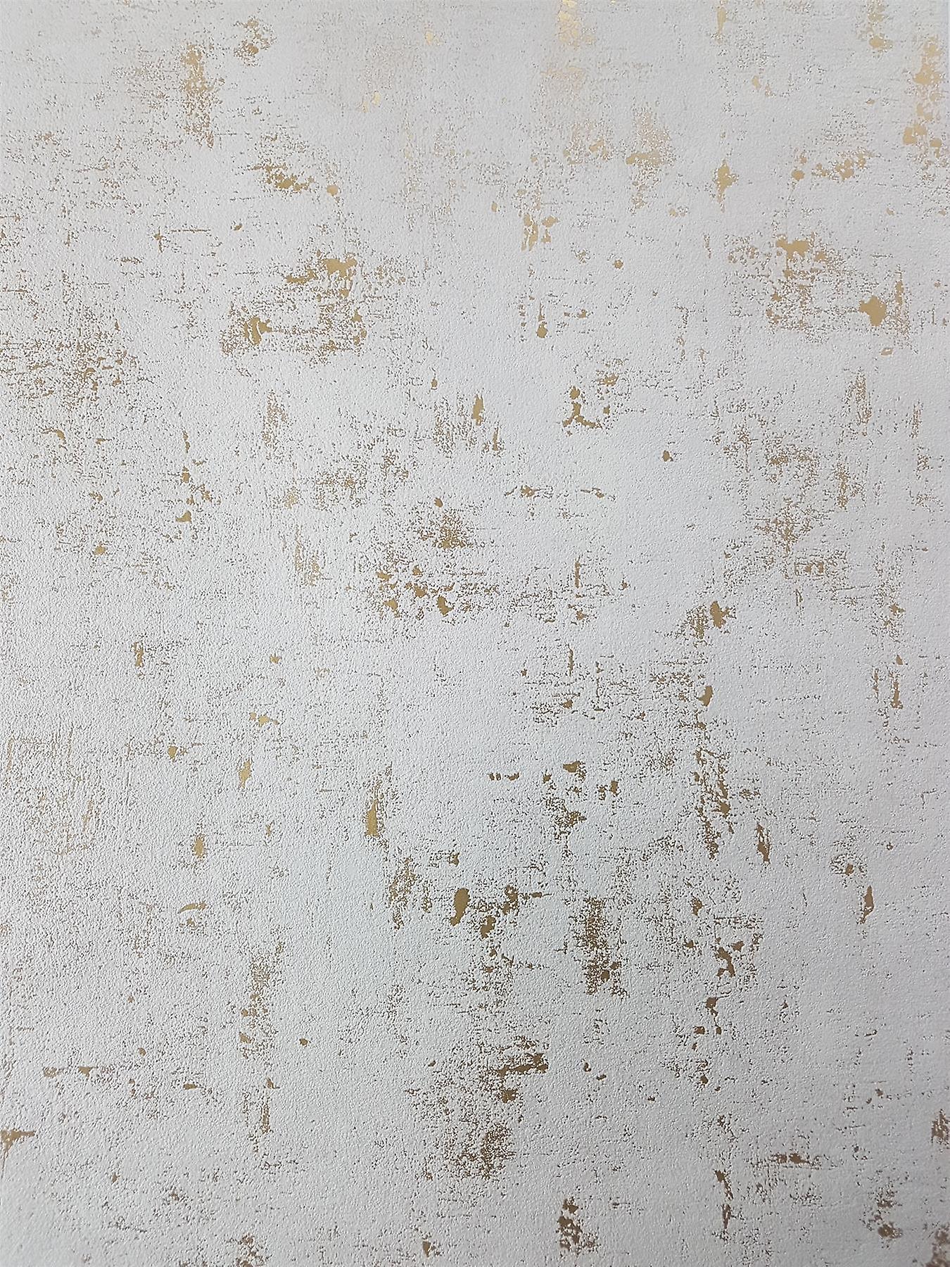 Industrial Stone Concrete Wallpaper Metallic White Gold Vinyl Paste Wall