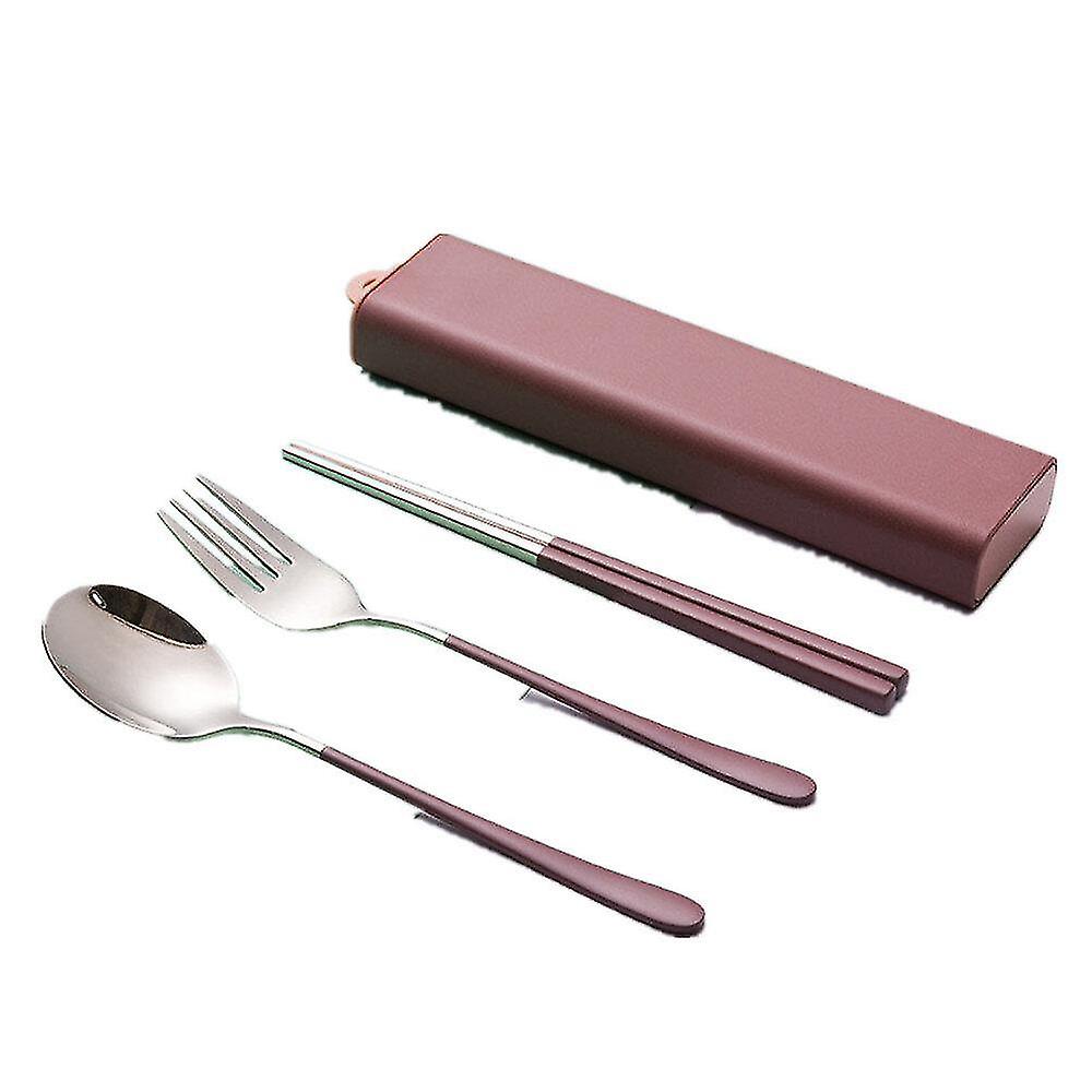 Dinnerware Sets 1set Stainless Steel Spoon Fork And Chopsticks Three-piece Set Portable Tableware Student Travel