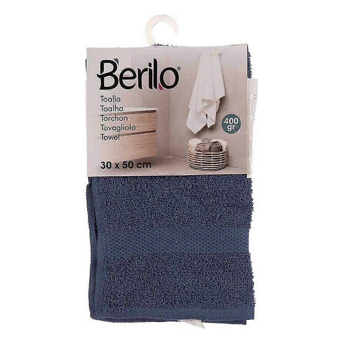 Bath towel Berilo Blue 80 % cotton 20 % Polyester 30 x 0,5 x 50 cm 25 x 1,5 x 15 cm (12 Units)