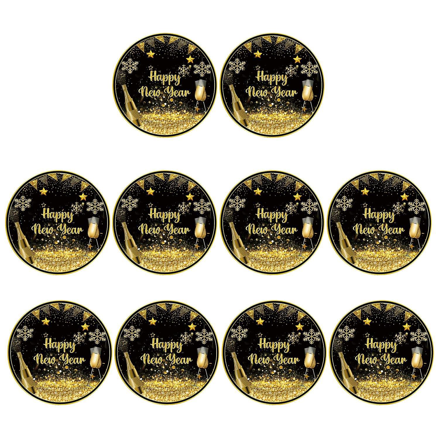 1 Set Disposable Tableware 2024 New Year Plates Napkins Cups Tablecloth for Party Celebration