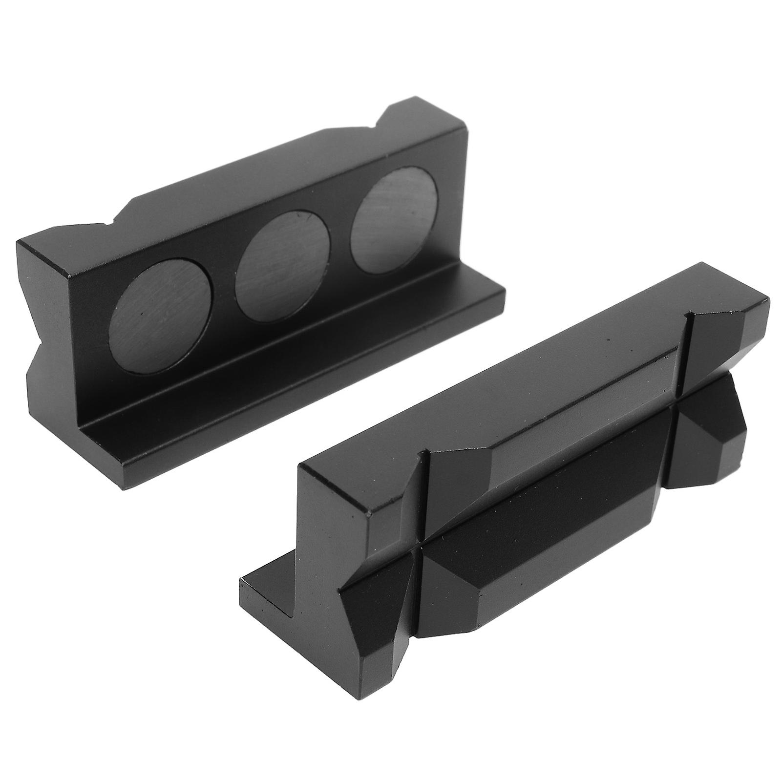 Aluminium Alloy Vise Jaws Pads Magnetic Clamp Insert, 2 Pack Non Marring Protective Jaw Block for Bench Vise Gripping
