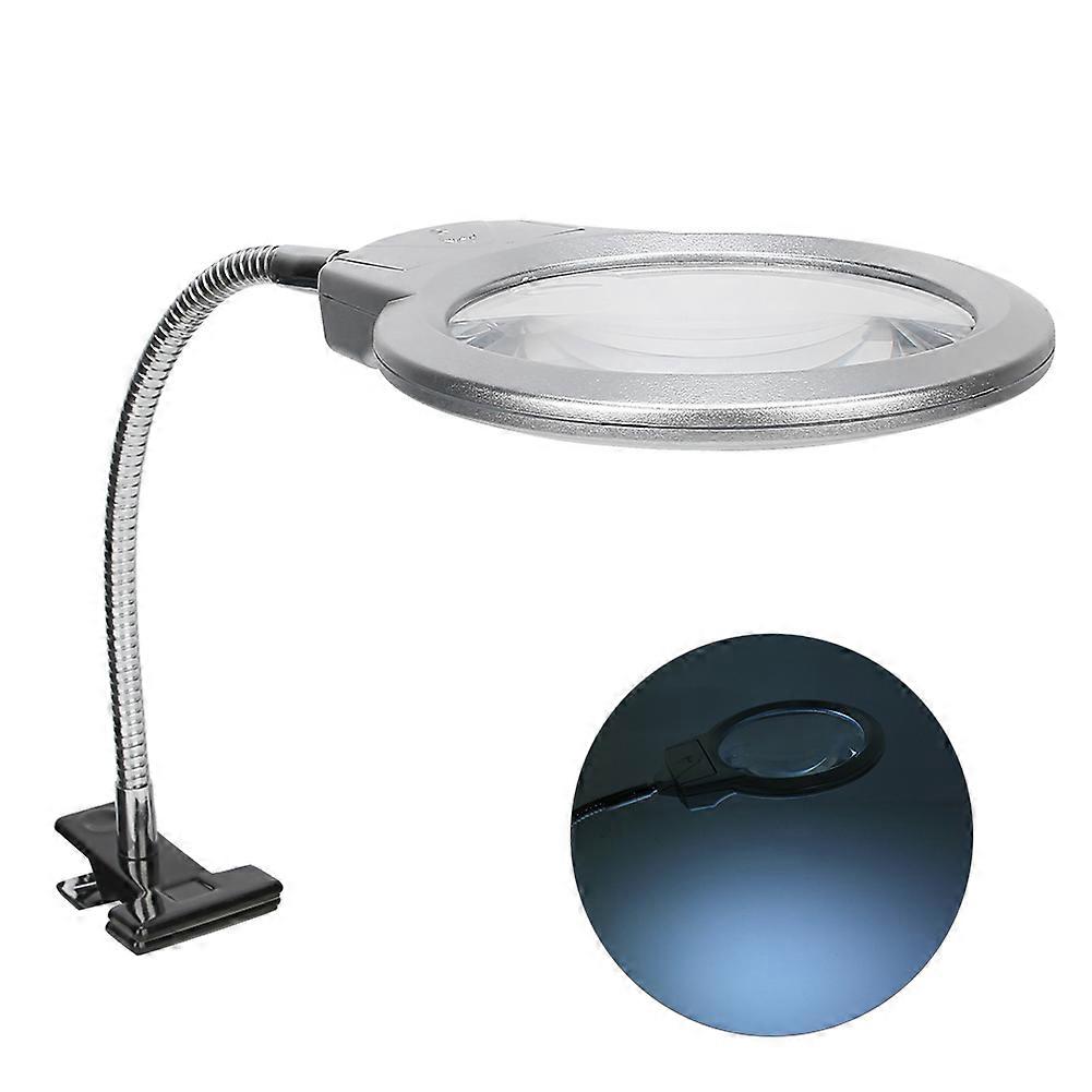 LED Magnifying Glass Clamp ABS Plastic Read Magnifier for Reading Lighting 2.25X/5X