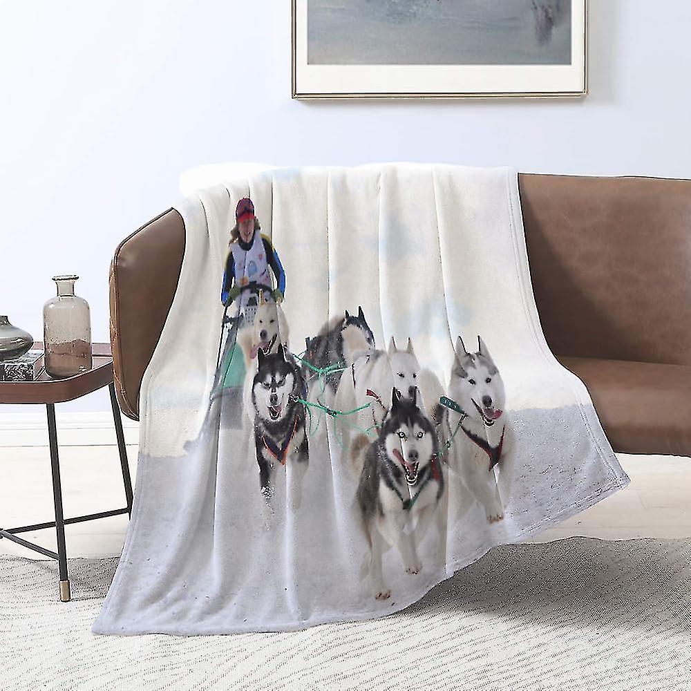 Flannel Blankets,sled Red Teamwork Musher Hiding Behind Sleigh Canine Dog Sports Recreation Husky Team S,throws For Sofa Fluffy Blanket Bed Throw F Be